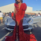 Generous Red Sequins Mermaid Prom Dress,Chic Red Glam Dress Y1280
