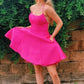 Princess A Line Hot Pink Straps Short Homecoming Dresses With Pockets Y34