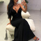 Classic Black Mermaid V Neck Prom Dress,Black Sleeveless Prom Dress Y1071