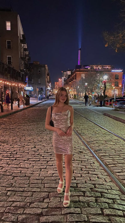 New Years Eve Outfit Dress,Spaghetti Straps Sequins Party Dress ,Tight Homecoming Dress Y479