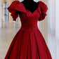 Burgundy satin long A line prom dress evening dress Y518
