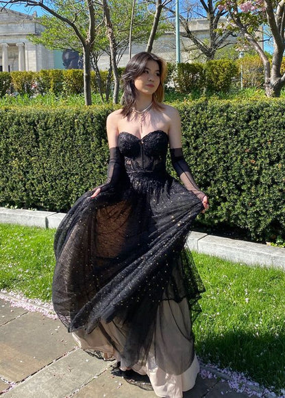 strapless black sparkly layered prom dress,chic black prom gown Y1486 Simplepromdress strapless black sparkly layered prom dress,chic black prom gown Y1486 Simplepromdress