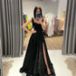 A-line Black Floor Length Prom Dress,Graduation Dress For Teens Y1493