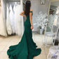 Green Mermaid Off-the-Shoulder Sweep Brush Chapel Train Sequins Prom Dress Y1354