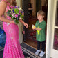 Mermaid One Shoulder Fuchsia Long Prom Dress,Sparkly Evening Dress Y1677