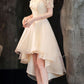 Champagne tulle high low prom dress champagne evening dress Y983