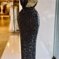 Glamorous Black Sequins Evening Dress Sexy Formal Gown Y731