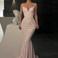 Gorgeous Spaghetti-Straps Sequins Prom Dress Mermaid Sleeveless Y88