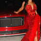 Sequins prom dresses, red prom dresses, mermaid prom dresses Y87