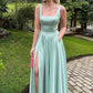 A-line Wide Straps Satin Prom Dress , Classy Satin Prom Gown, Graduation Dress Y748