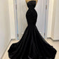 Classy Mermaid Black Long Prom Dress Strapless Black Evening Dress Y465
