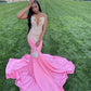 Pink prom dresses, sparkly prom dresses, mermaid evening dresses Y470