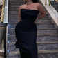 Strapless Black Long Evening Dress Classic Black Evening Gown Y475