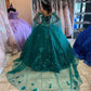 Floral off the shoulder emerald green quinceanera dress new arrival sweet 16 dress ball gown Y1226