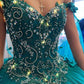 Floral off the shoulder emerald green quinceanera dress new arrival sweet 16 dress ball gown Y1226