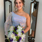 two piece blue sequin one sleeve bodycon mini dress homecoming dress Y510