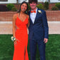 Mermaid V Neck Spaghetti Straps Long Prom Dress Side Slit Y483