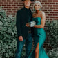 Strapless Mermaid Satin Evening Dress Simple Formal Gown With Side Slit Y167