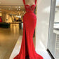 Red prom dresses, lace prom dresses, beaded prom dresses, sweetheart prom dresses, side slit prom dresses, arabic prom dresses Y164