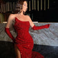 gorgeous red sequins prom dress long evening party gown Y176