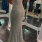 Spaghetti Straps Backless Evening Dress,Sexy Mermaid Evening Gown With Train Y1396