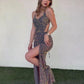 Stunning Mermaid Sequins Long Prom Dresses With Slit Y1462