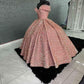 Sparkly Off The Shoulder Sequins Ball Gown Sweet 16 Dress Y1393