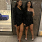 18th Birthday Outfit Dress For Black Girls,Short Homecoming Dress,One Sleeve Black Sequins Party Dress Y1399