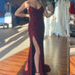Burgundy Mermaid Sparkly Sequins Long Prom Dress Y1432
