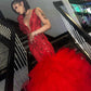 Generous Mermaid V Neck Prom Dress, Mermaid Red Prom Dress Y1374