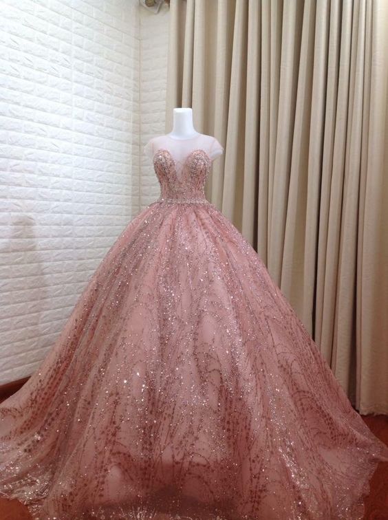 Luxurious Pink Princess Dress Sweet 16 Dress,Pink Ball Gown Y1405