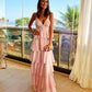 Elegant Pink V Neck Tiered Prom Dress,Pink Prom Gown Y1413