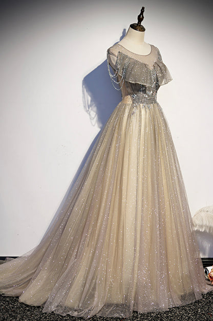 Stylish tulle long prom dress A line evening dress s108