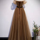 Cute tulle long prom dress A line evening dress s62