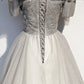 Silver tulle long prom dress formal dress s79