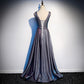 A-line V Neck Satin Long Prom Dress s83