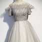 Silver tulle long prom dress formal dress s79