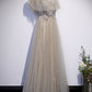 Cute tulle sequins long prom dress evening dress s60