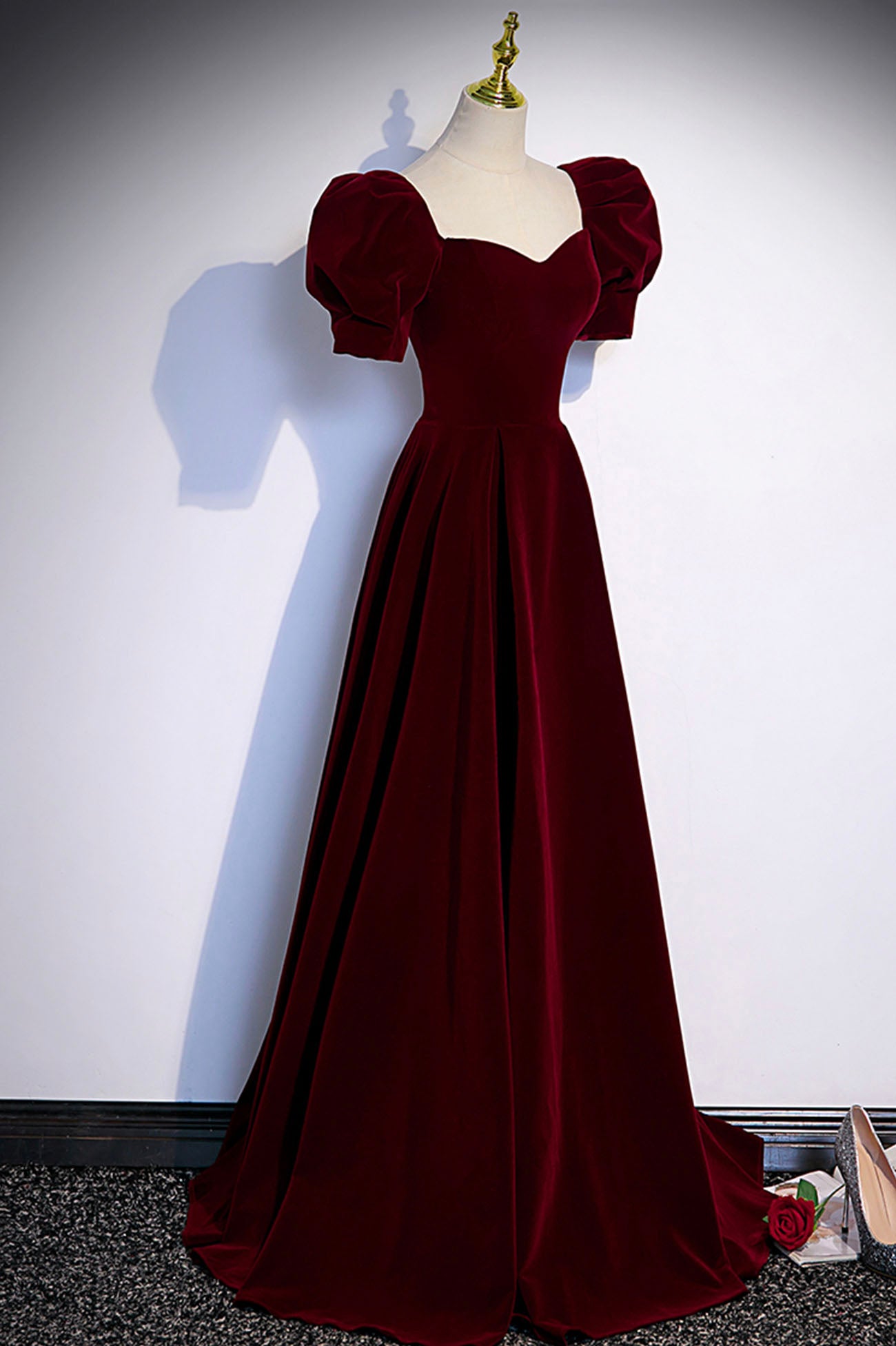Burgundy velvet long prom dress evening dress s88 Simplepromdress Burgundy velvet long prom dress evening dress s88 Simplepromdress