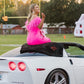 Hot Pink Mermaid Feather Neckline Off the Shoulder Formal Dress Elegant Hot Pink Prom Dress Y1311