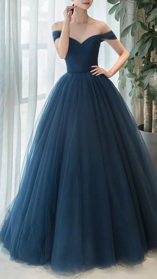Simple tulle long bridesmaid dress,Long prom dress Y1555