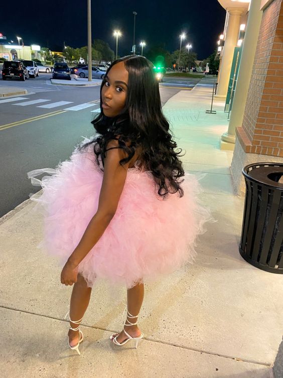 Pink Tulle Birthday Outfit Short Homecoming Dress Y326