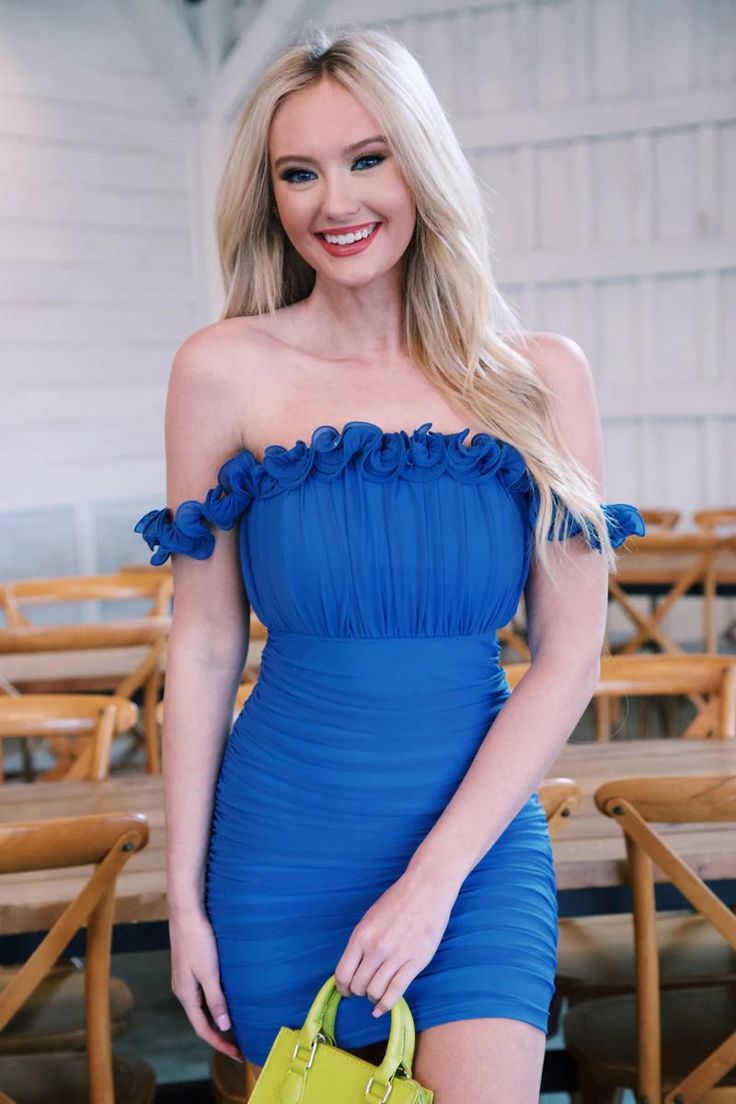 Unique Blue Off The Shoulder Homecoming Dresses,Mini Tight Party Dress,Bodycon Dresses Y1914