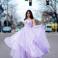 Pink spaghetti straps a line prom dress,layered evening gown,sparkle prom long dress Y1303