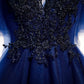 Blue v neck tulle short homecoming dress s94
