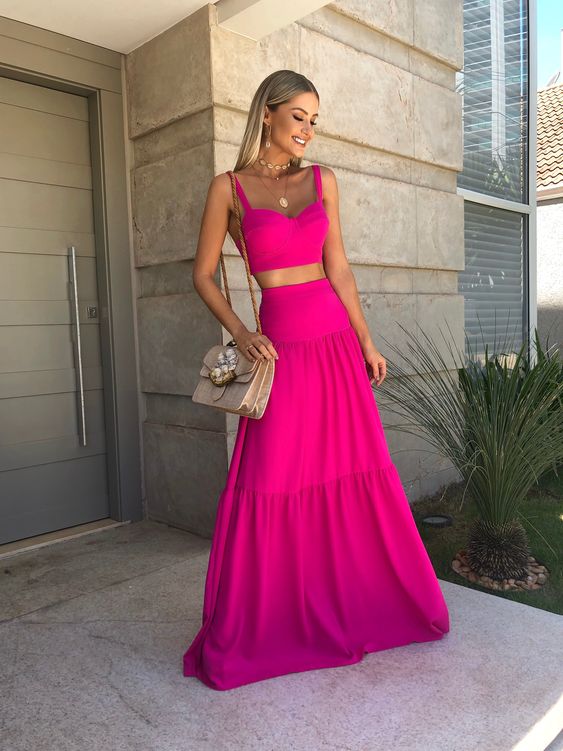 Elegant Two Piece Long Prom Dress,Summer Sleeveless Dress Y1324