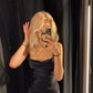 Women's Sexy Spaghetti Strap Elegant Round Neck Short Dress Black Short Homecoming Dress  Y1310