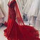 Unique Red Vintage Wedding Dress,Princess Bridal Gown Mermaid Prom Dress Y1573