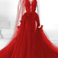 Elegant A-line Tulle Modest Prom Dress With Appliques Y1574
