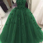 sweetheart green ball gown quinceanera dresses with flowers Y1622
